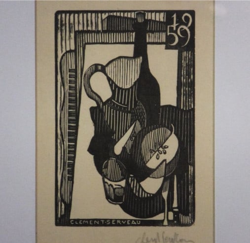 Clment Serveau 1959 Signed Woodcut "Fruits and Wine on Table" French Modernist (1 of 6)