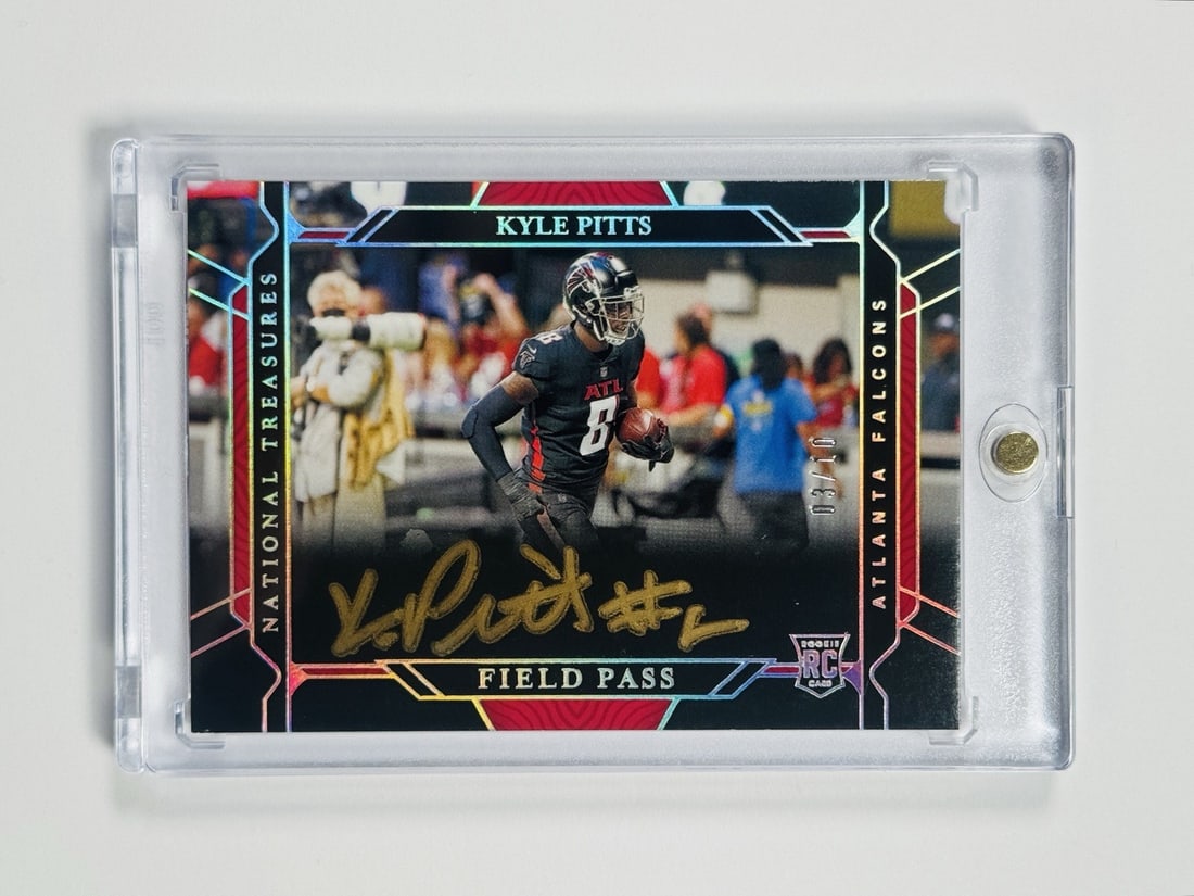 2021 PANINI NATIONAL TREASURES KYLE PITTS #FP-KP FIELD PASS AUTO/ 10 (1 of 2)