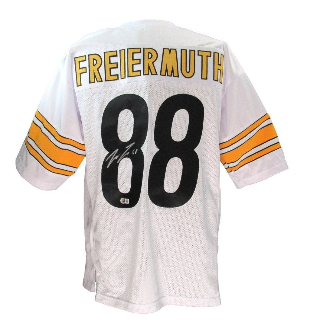 Pat Freiermuth Signed/ Autographed Steelers Custom Jersey Beckett 161949: Pat Freiermuth Signed/ Autographed Steelers Custom Jersey Beckett 161949 Authentic Pat Freiermuth signed Steelers custom jersey, verified by Beckett Authentication. This unique piece features the sign