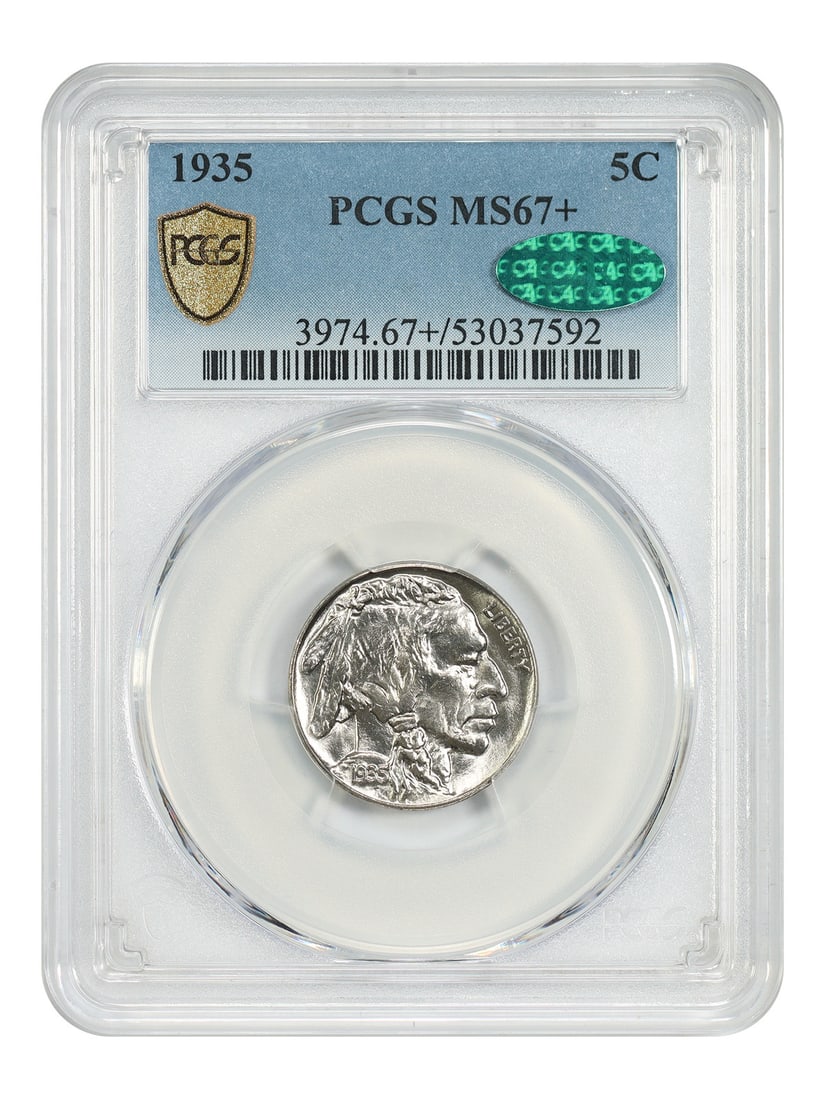 PCGS CAC MS67+ 5C Buffalo Nickel 1935 (1 of 5)