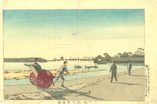 Kobayashi Kiyochika Woodblock Print Eitai Bridge Mitsumata 1880 Meiji Art (1 of 1)