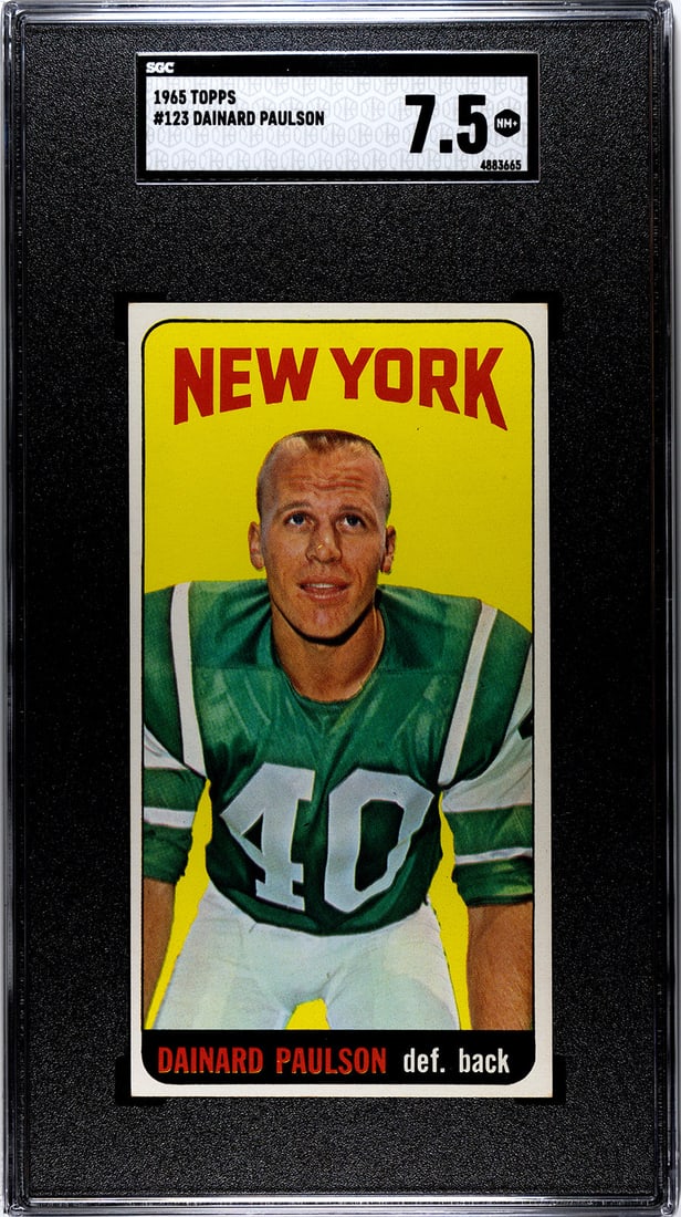 Dainard Paulson 1965 Topps #123 SGC 7.5: Dainard Paulson 1965 Topps #123 SGC 7.5 Dainard Paulson's 1965 Topps #123 card features his likeness, a notable figure in baseball history. Priced at SGC 7.5, this graded card showcases the player's i