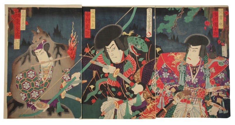 Meiji Japanese Art by Chikashige Morikawa Jiraiya Woodblock Print: Meiji Japanese Art by Chikashige Morikawa Jiraiya Woodblock Print Item Specifics: Artist: Morikawa Chikashige Subject: Jiraiya Ninja Folklore Kabuki Material: Washi Paper Style: Japanese Product Discl