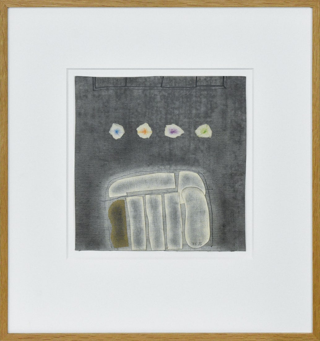Akira Baba Original 1986 Japanese Art Collage Mixed Media Signed (1 of 2)