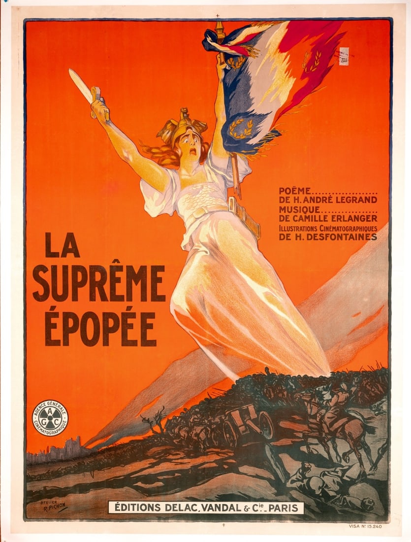 1919 La Supreme Epopee French Film Poster Ren Pichon Lithograph (1 of 3)