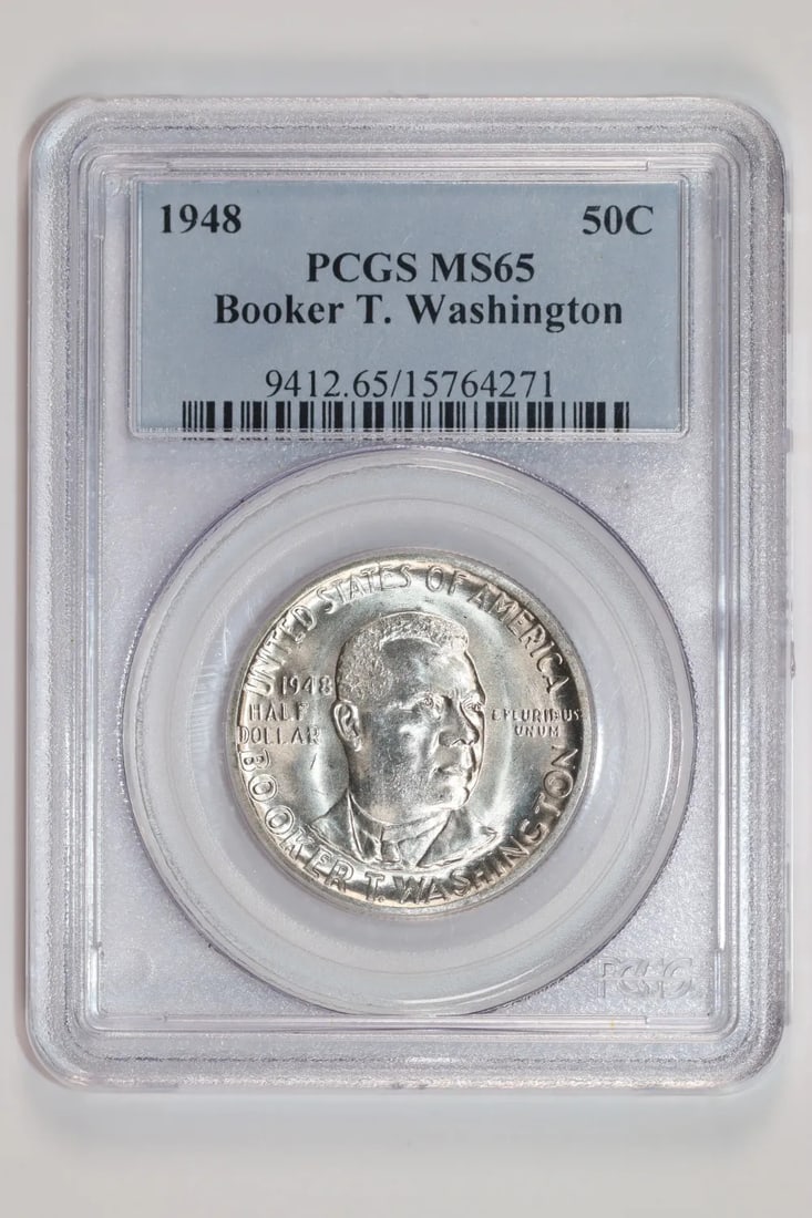 1948 BOOKER T WASHINGTON COMMEMORATIVE HALF DOLLAR PCGS MS65 VERY PQ (1 of 2)