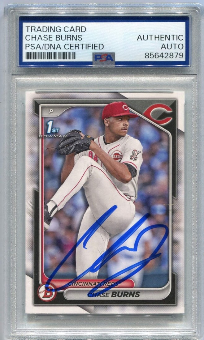 Chase Burns 2024 Bowman Draft Autographed RC PSA/ DNA Certified: Chase Burns 2024 Bowman Draft Autographed RC PSA/ DNA Certified Item Specifics: Brand: PSA/DNA Professional Grader: 275010 Chase Burns 2024 Bowman Draft Autographed RC PSA/DNA CertifiedPacked and