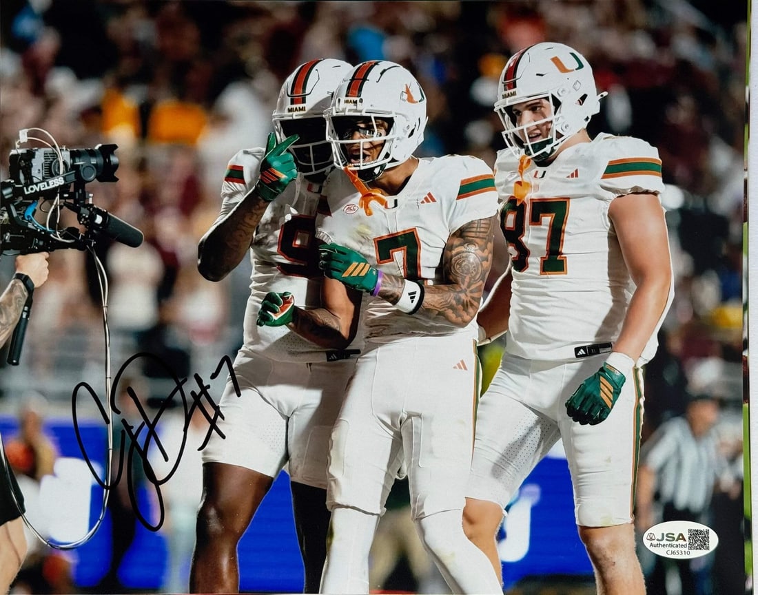 CJ Daniels Autographed Miami Hurricanes 8x10 Photo (JSA) (1 of 1)