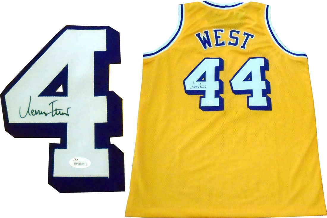 Jerry West Autographed Los Angeles Lakers Jersey (JSA): Jerry West Autographed Los Angeles Lakers Jersey (JSA) Item Specifics: Brand: James Spence Authentication (JSA) Jerry West Autographed Los Angeles Lakers Jersey Signed in black sharpie across the