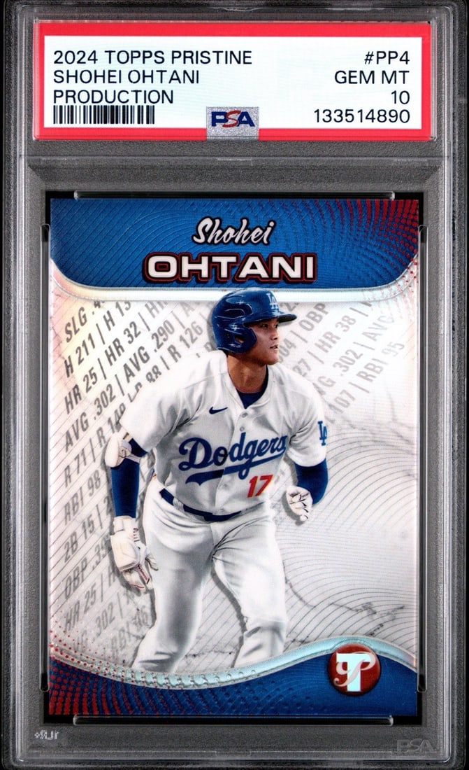 PRISTINE OHTANI #PP4 SHOHEI TOPPS 2024 PRODUCTION PSA 10: PRISTINE OHTANI #PP4 SHOHEI TOPPS 2024 PRODUCTION PSA 10 Pristine condition, PSA 10 graded, and featuring the iconic Shohei Ohtani #PP4 Topps Pristine card. This highly sought-after autographed