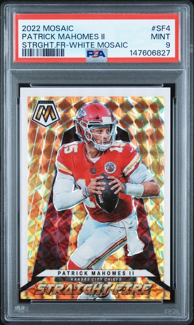 2022 MOSAIC PATRICK MAHOMES II #SF4 STRAIGHT FIRE WHITE MOSAIC/ 25 PSA 9 (1 of 3)