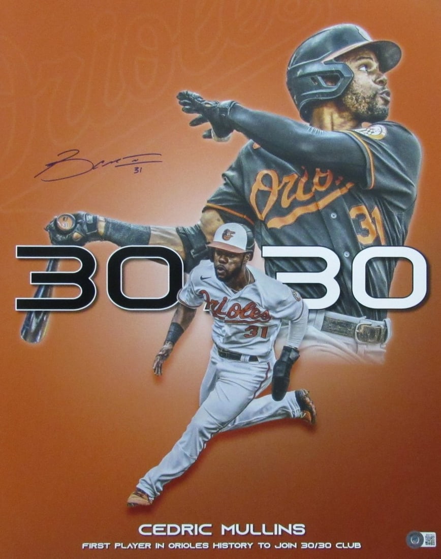 Cedric Mullins Autographed Photo Baltimore Orioles 16x20 Bas Beckett (1 of 3)