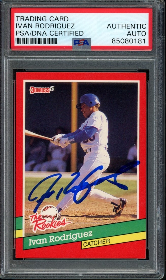 HOF Signed Donruss Card #33 1991 PSA DNA Rangers Ivan Rodriguez (1 of 2)