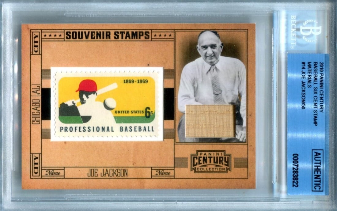 Joe Jackson 2010 Panini Century Baseball Stamp Card BGS Auth: Joe Jackson 2010 Panini Century Baseball Stamp Card BGS Auth BGS Authenticated, the Joe Jackson 2010 Panini Century Baseball Stamp Card is a unique collectible featuring a signature. This card is part