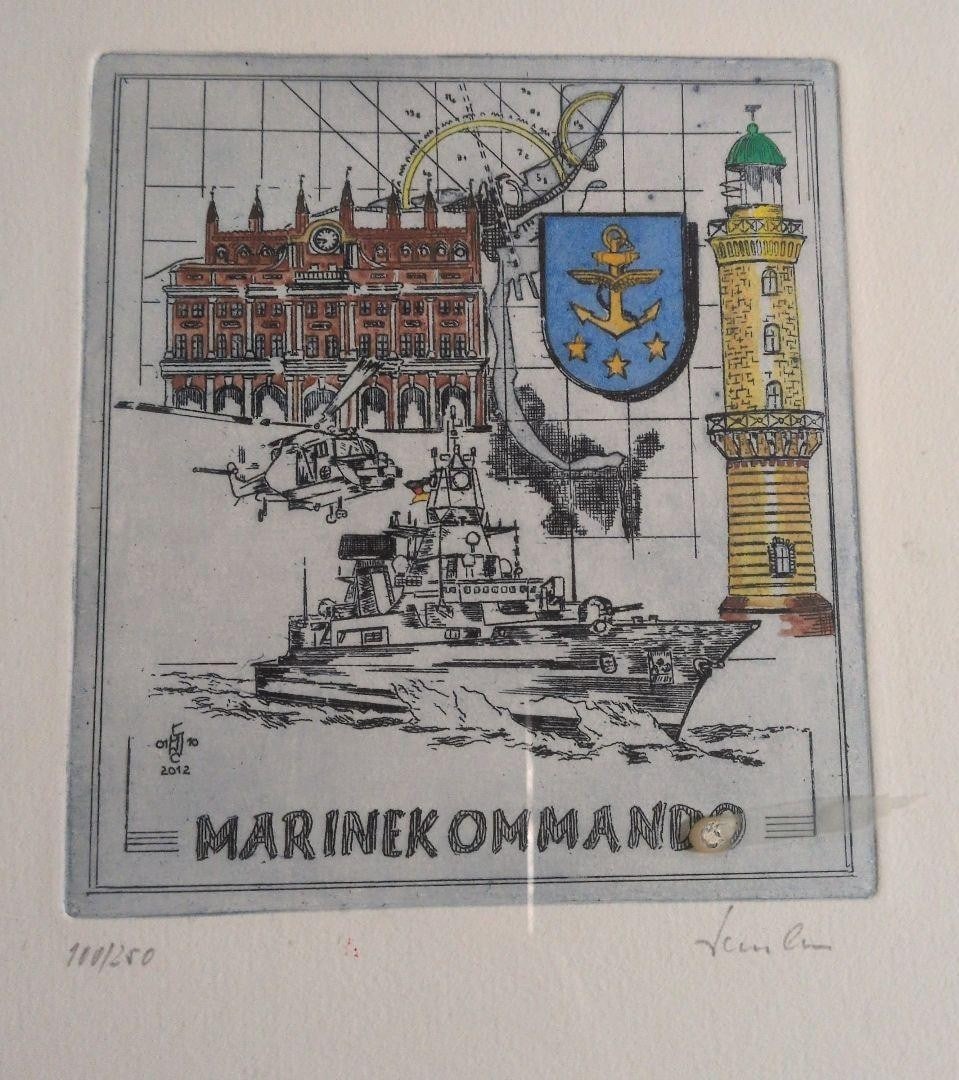 German Navy Marinekommando Etching Signed Axel Schimpf 2012 Limited Military (1 of 7)