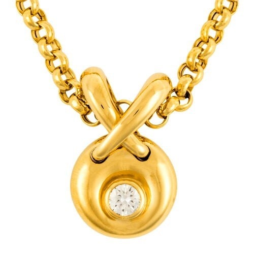 Vintage Chaumet Liens Diamond 18k Yellow Gold Cross Necklace Pendant 12.5g (1 of 8)