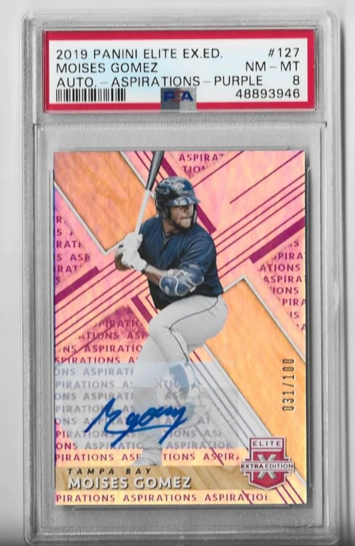 Moises Gomez 2019 Panini Elite EX.ED. #127 (031/ 100) Aspirations Purple Autograp (1 of 2)