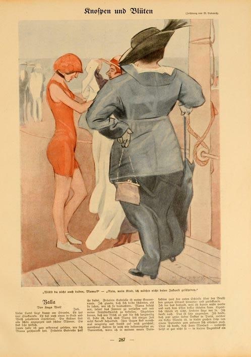 Beach Scene on Linen by Marcello Dudovich, 1913 (1 of 1)