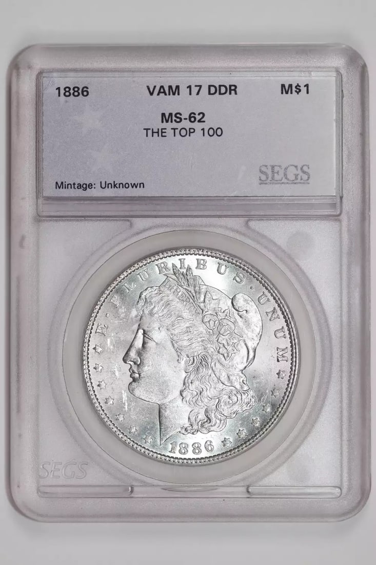 1886 VAM-17 DOUBLED DIE REVERSE TOP 100 MORGAN DOLLAR CHOICE UNC (1 of 2)