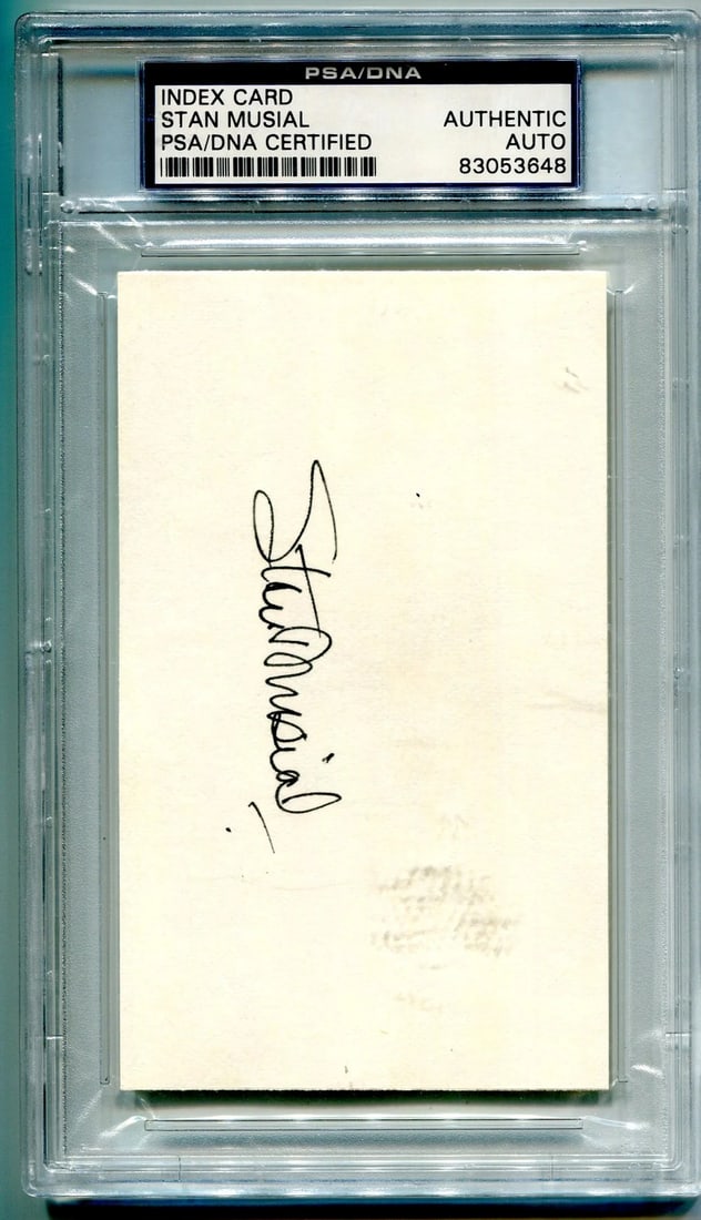 Stan Musial Autographed Index Card (PSA/ DNA) (1 of 2)