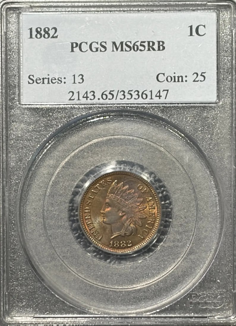 INDIAN CENT PCGS MS65 1882 RB (1 of 3)