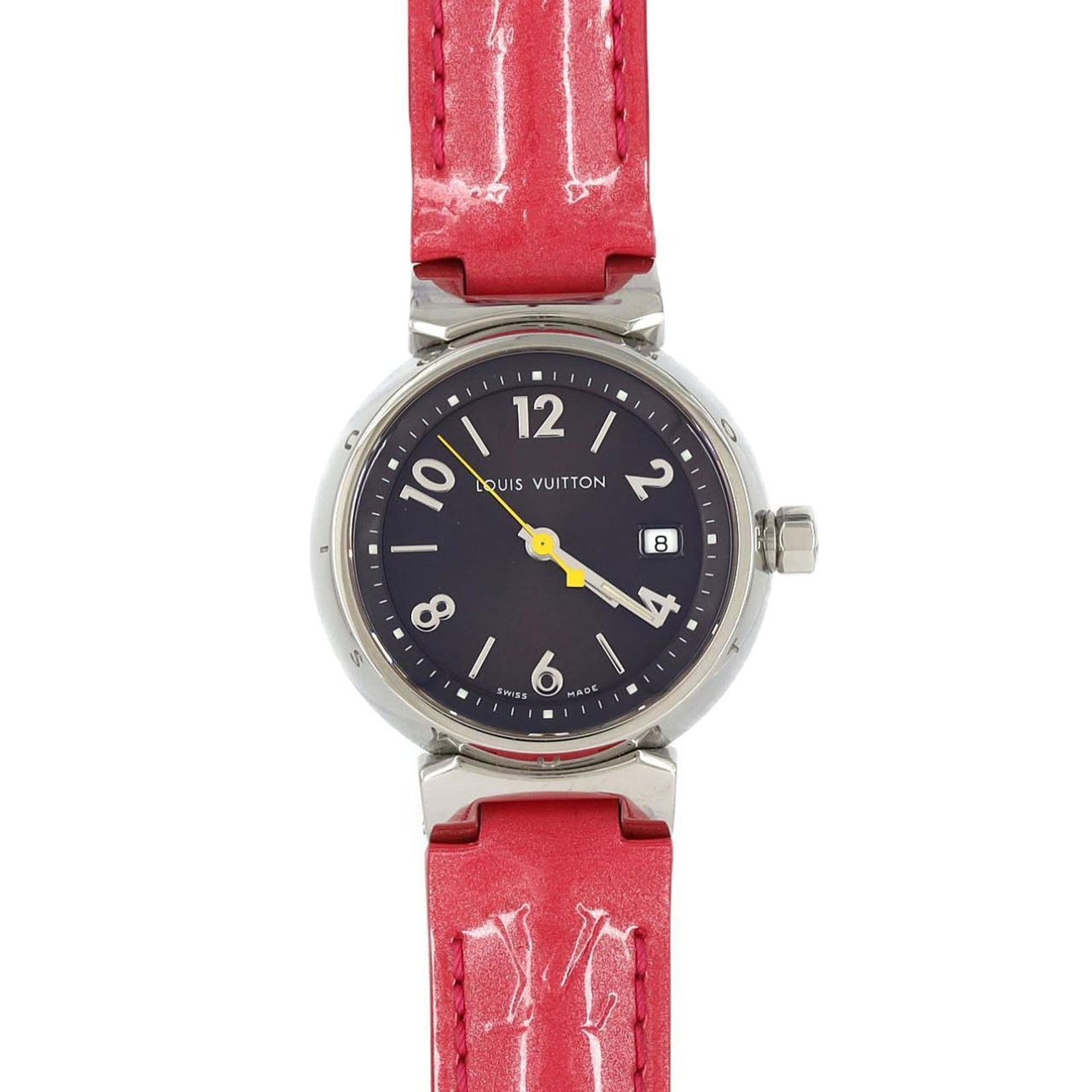 Wristwatch Louis Vuitton: Wristwatch Louis Vuitton Brown analog dial, 28mm case diameter, and a few traces of usage with some scratches and dirt. This Louis Vuitton wristwatch bears a signature and is in very good condition de