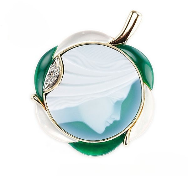Erwin Pauly Agate Cameo Diamond Shell Lady Profile 18k Gold PT900 Pendant Charm: Erwin Pauly Agate Cameo Diamond Shell Lady Profile 18k Gold PT900 Pendant Charm Item Specifics: Main Stone Creation: Natural Occasion: Anniversary Birthday Christening Christmas Confirmation/Communion