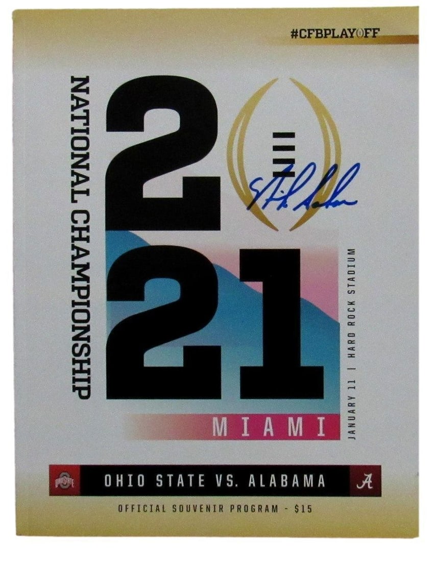 Alabama Nick Saban Signed 2021 National Championship Program Beckett 167419 Auto (1 of 4)