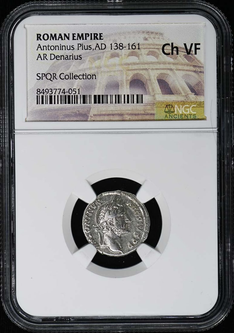 Antoninus Pius, AD 138-161 ROMAN EMPIRE AR Denarius NGC Ch VF (1 of 2)