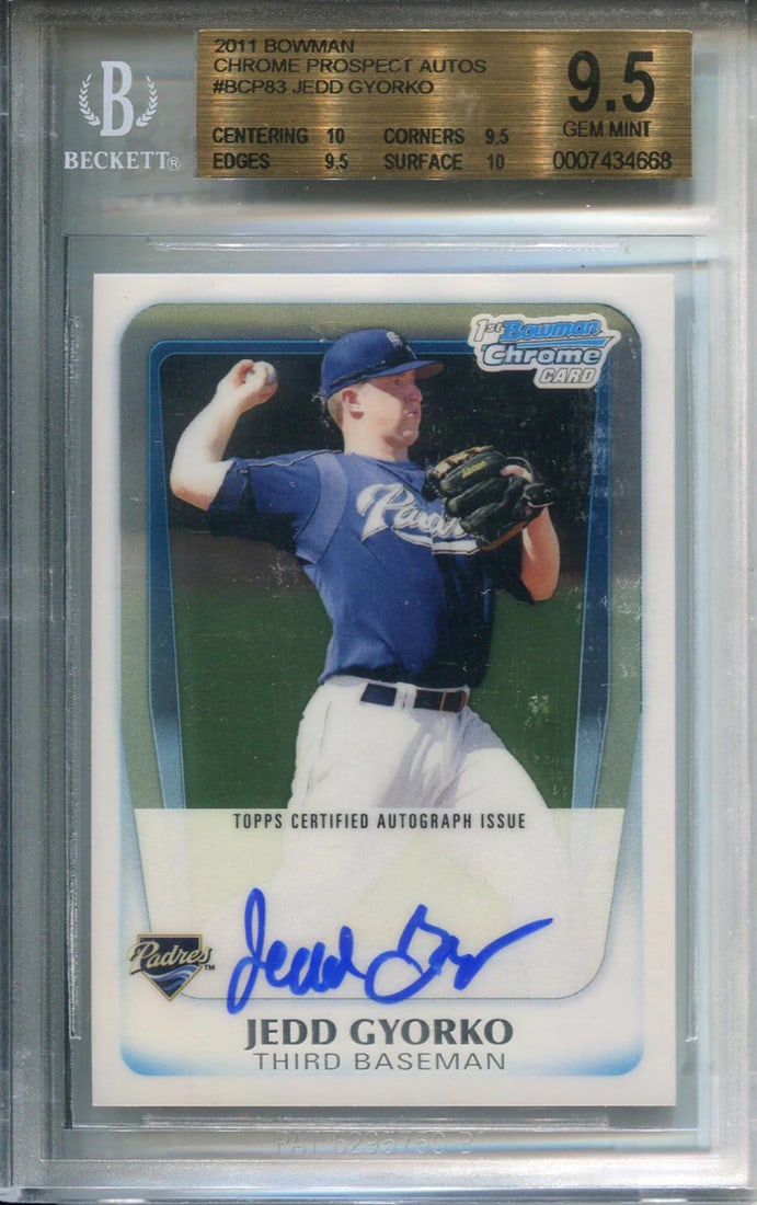 Jedd Gyorko Autographed 2011 Bowman Chrome Prospect Card (Beckett) (1 of 1)