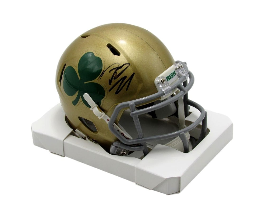 Riley Leonard Signed Auto Gold Mini Football Helmet Notre Dame PSA DNA 195352 (1 of 3)
