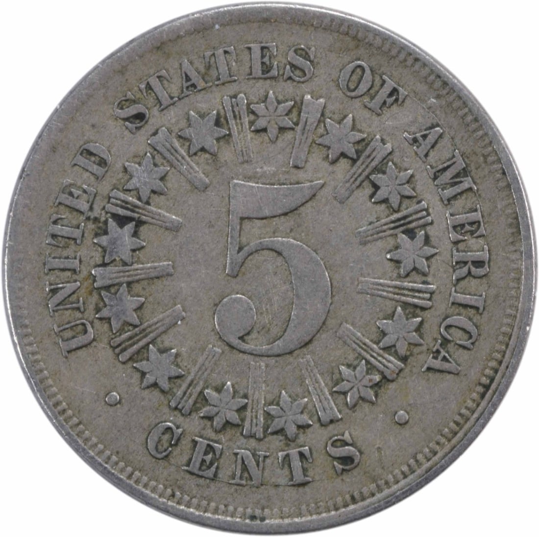 1866 Shield Nickel Rays VF Uncertified - 2