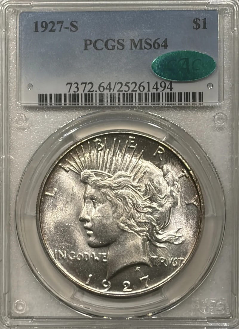 1927-S PEACE DOLLAR PCGS MS64 CAC (1 of 3)