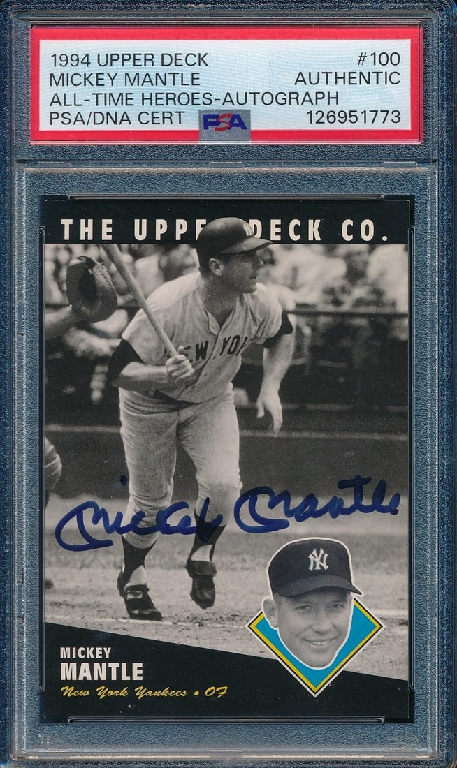 Mantle signed HOF auto card 1994 Upper Deck #100 Yankees PSA (1 of 2)