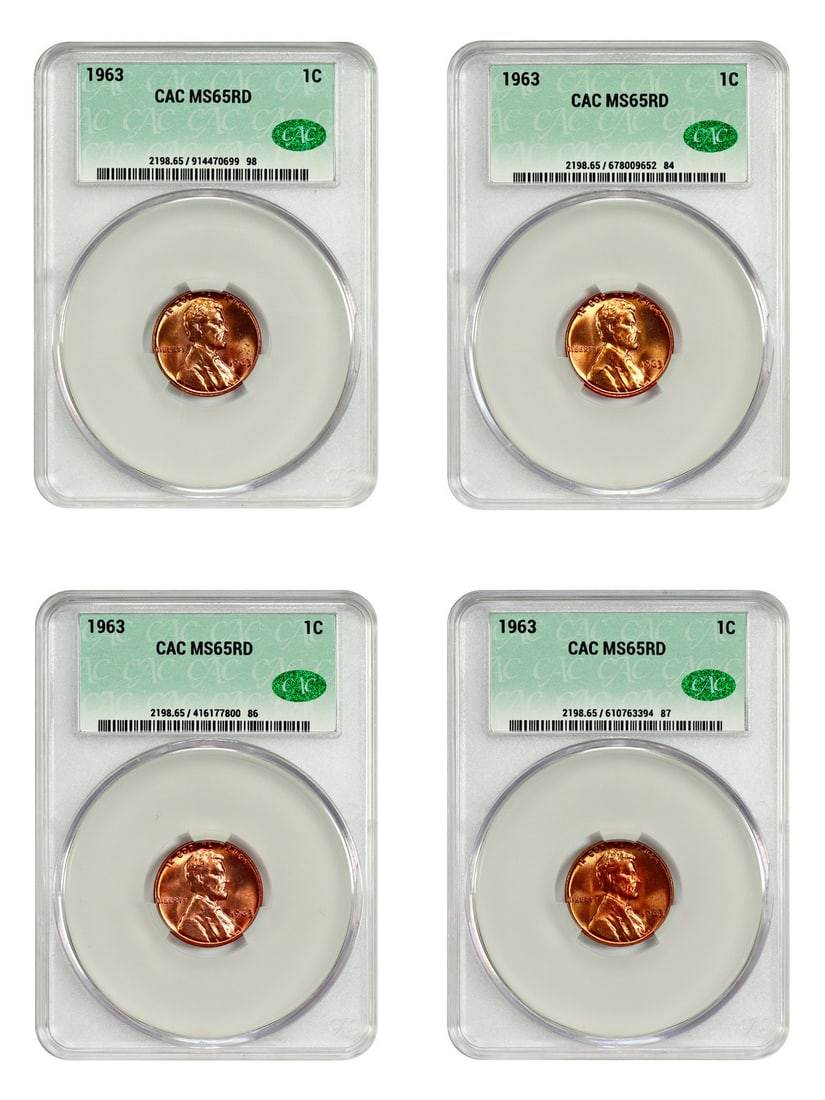 Lot of 1963 1C CACG MS65RD (16 Coins) - Lincoln Cent (Modern) (1 of 8)