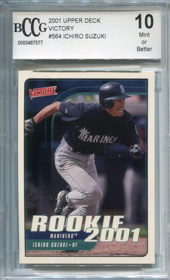 Victory Graded 10 BCCG 2001 Upper Deck Ichiro Suzuki: Victory Graded 10 BCCG 2001 Upper Deck Ichiro Suzuki BCCG 2001 Upper Deck Ichiro Suzuki, graded 10 by BCCG, showcases the exceptional skills of baseball legend Ichiro Suzuki. This card features a