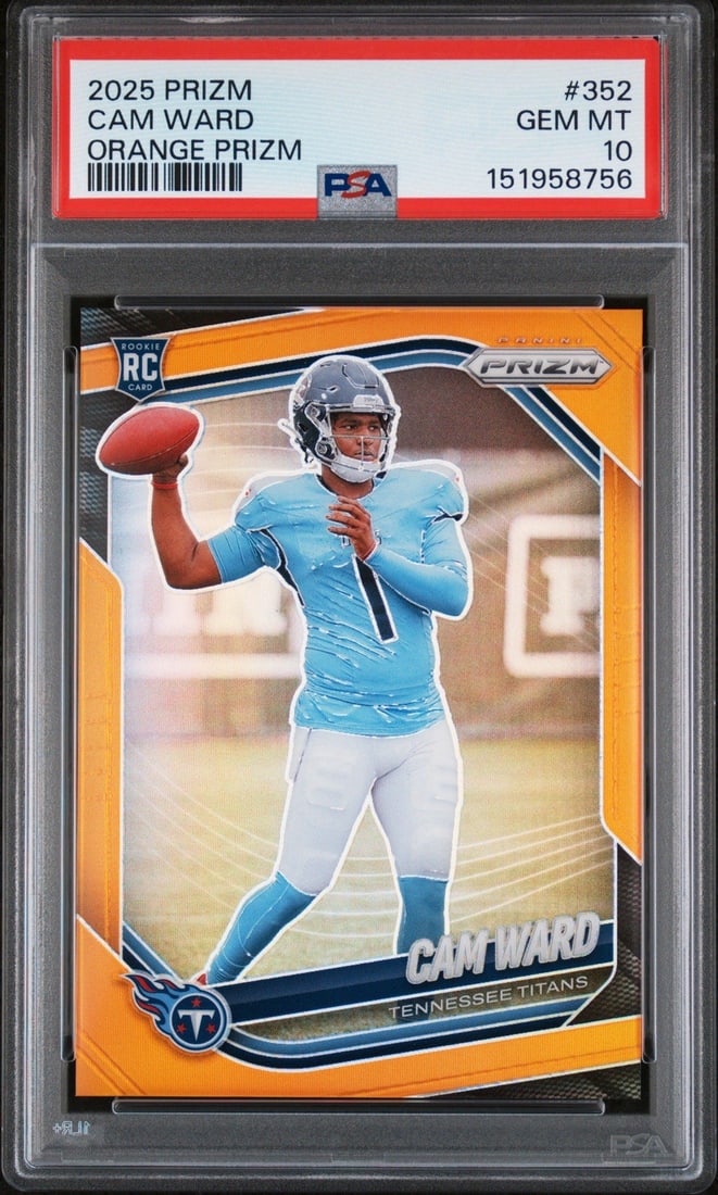 2025 PANINI PRIZM CAM WARD #352 ORANGE PRIZM ROOKIE/ 249 PSA 10 (1 of 3)