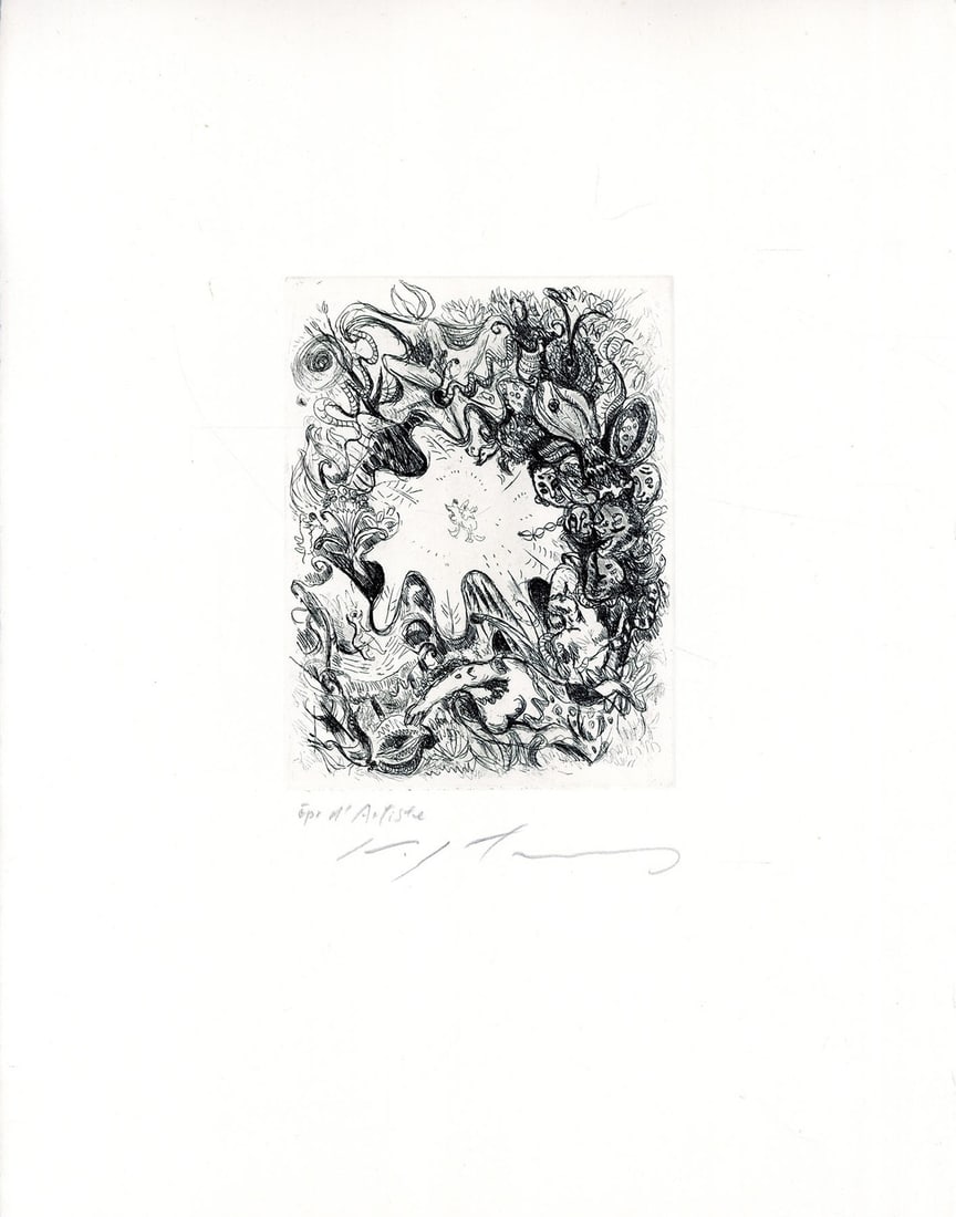 Masuo Ikeda Original Etching My Virginity 1958 Signed EA Edition Copper Print (1 of 6)
