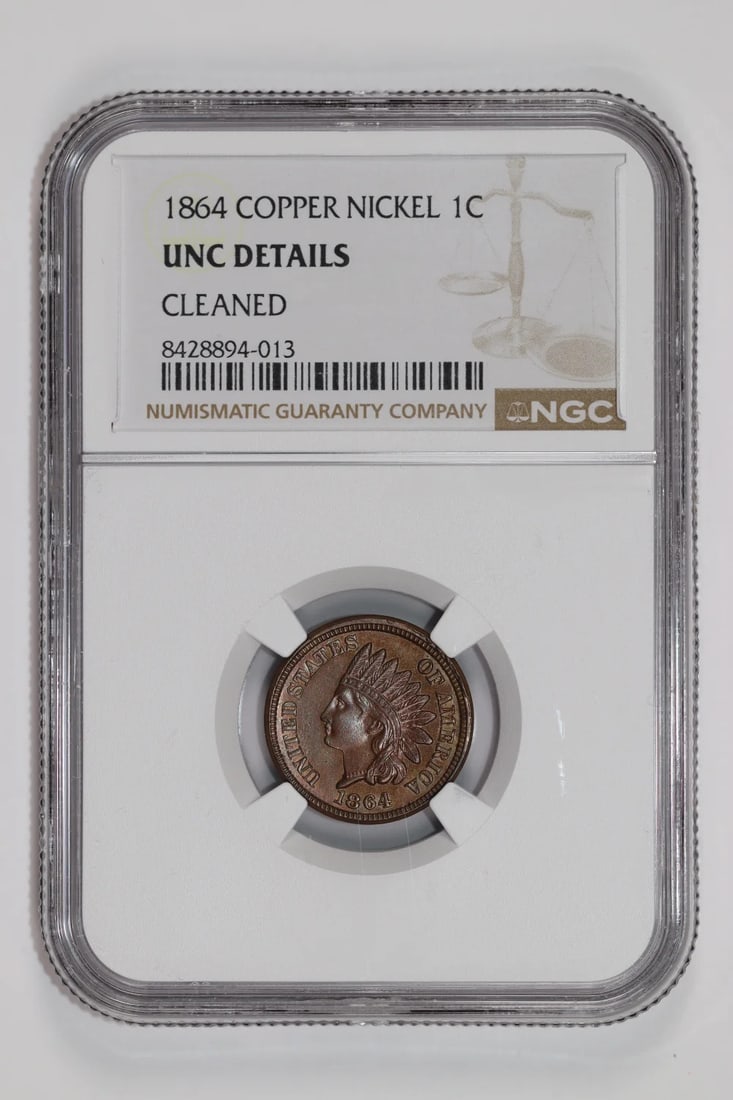 COPPER NICKEL INDIAN HEAD CENT NGC UNC DETAILS: COPPER NICKEL INDIAN HEAD CENT NGC UNC DETAILS Copper Nickel Indian Head Cent NGC UNC Details - A 1864 Copper Nickel Cent with Uncirculated Condition and Detailed Minting. This Coin Features a Strong 