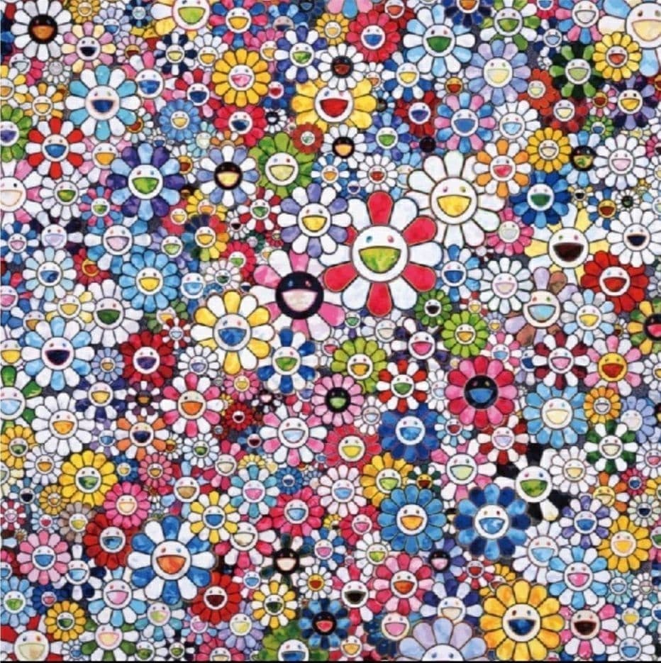 Flowers with Smiley Faces Archival Pigment Print Signed by ED100 (1 of 2)