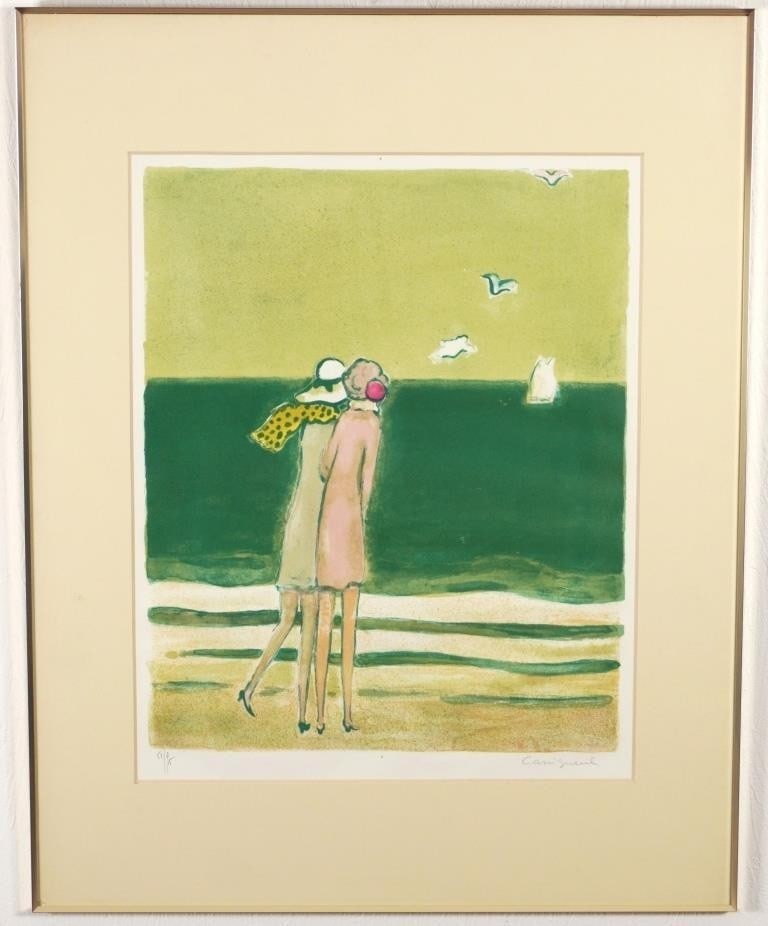 Jean Pierre Cassigneul On The Beach Hand Signed Framed Authentic Lithograph Ed75 (1 of 8)