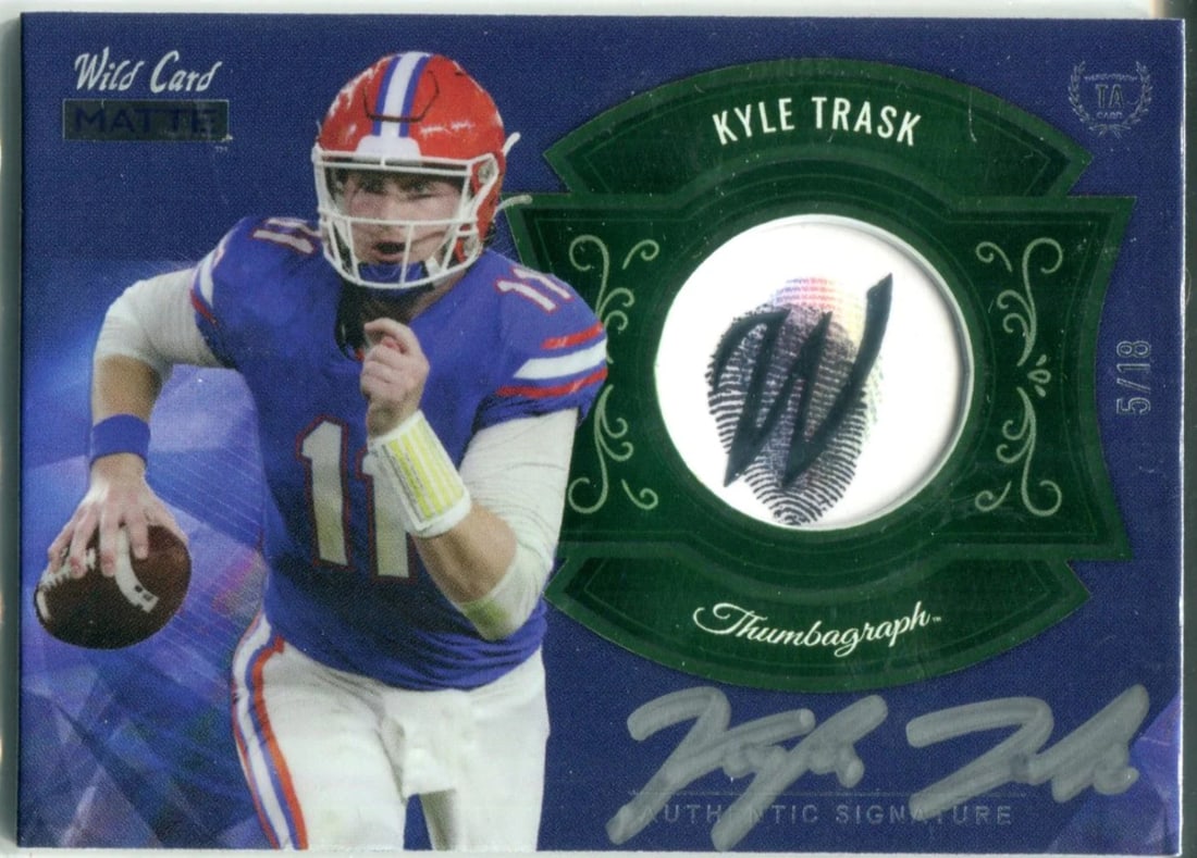 Kyle Trask Autographed 2021 Wild Card Matte Fingerprints Rookie Card #MTA-4 (1 of 2)