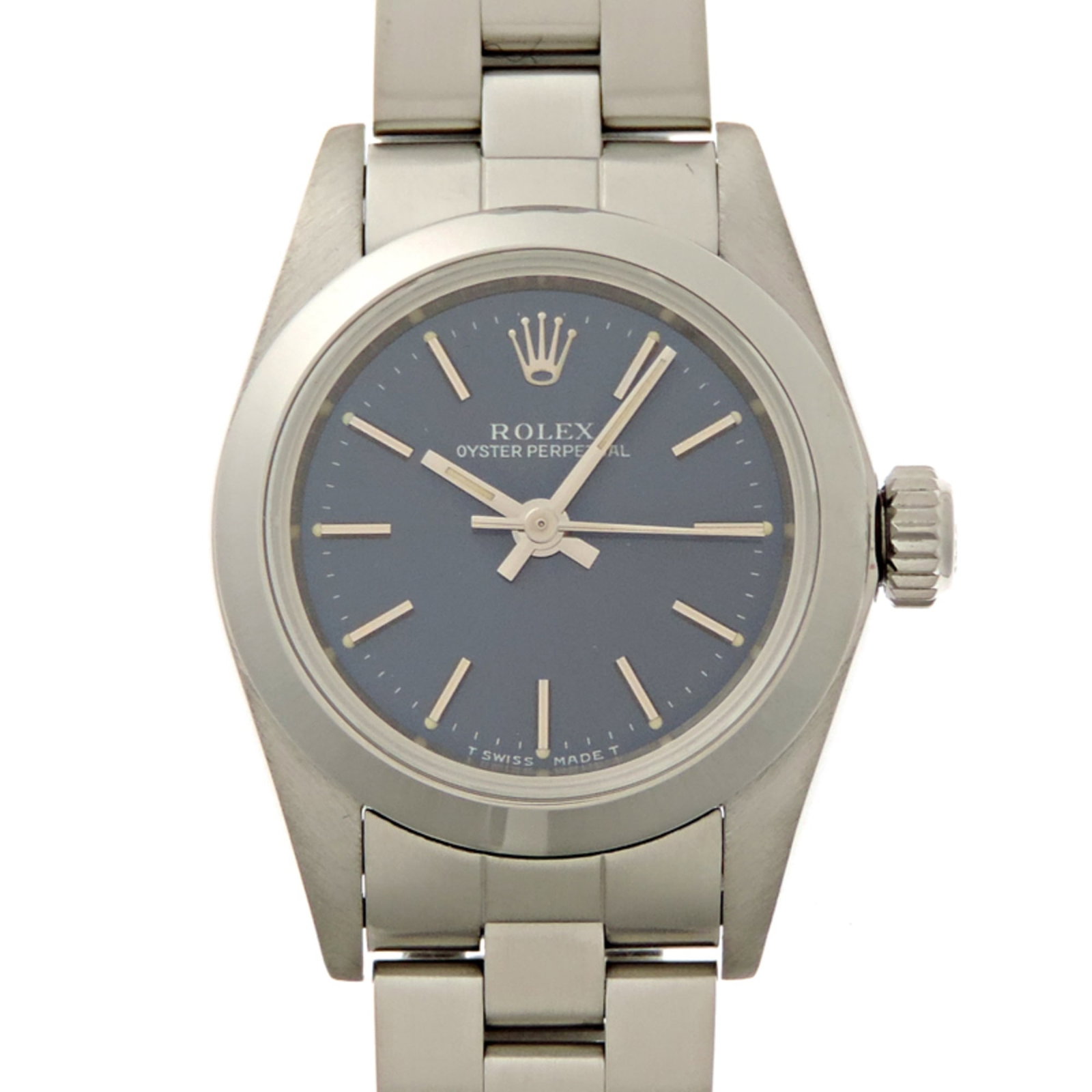 Rolex Wristwatch: Rolex Wristwatch Stainless steel case and band, the Rolex wristwatch boasts a sleek blue dial. With its 24mm diameter and 15.7cm length, it's designed to fit comfortably on wrists measuring up to 6.18