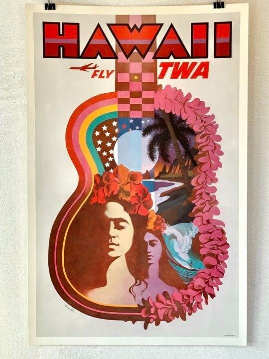 Trans World Airlines David Klein Original Vintage Travel Poster "FLY TWA HAWAII" (1 of 10)
