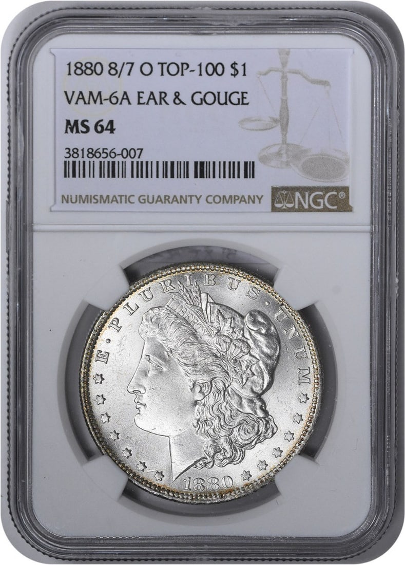 1880-O VAM 6A Morgan Silver Dollar 8/ 7 Ear MS64 NGC (1 of 3)