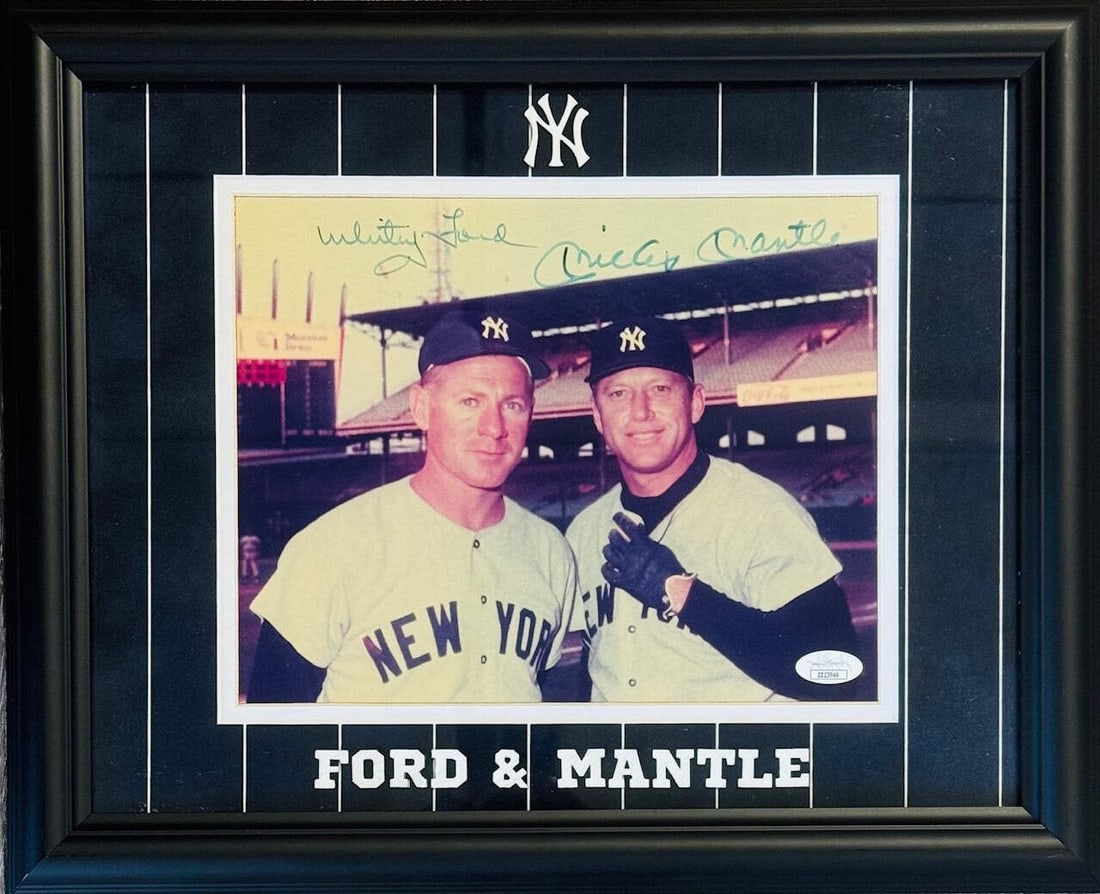 Mantle Ford Whitey Autographed Framed Photo Baseball 8x10 JSA (1 of 3)