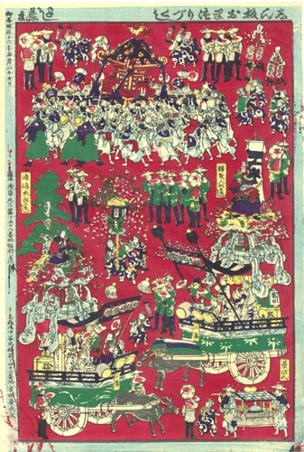Meiji Yoshifuji festival parade antique print Japanese woodblock float (1 of 1)