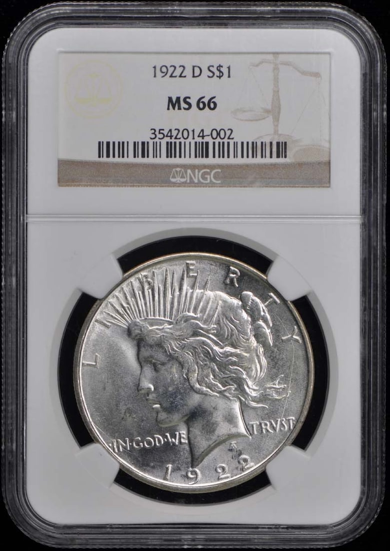 S$1 NGC MS66 1922-D Peace Dollar (1 of 4)