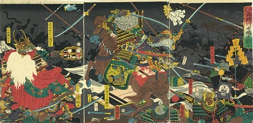 Kunitsuna 1859 Woodblock Print Triptych Battle of Kawanakajima Samurai Art (1 of 1)
