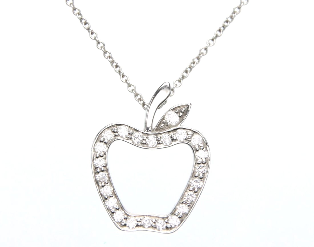 Diamond Necklace Full Apple Pendant Rare Platinum 950 Tiffany & Co with: Diamond Necklace Full Apple Pendant Rare Platinum 950 Tiffany & Co with Item Specifics: Pendant Shape: Apple Closure: Spring Ring Occasion: Anniversary Birthday Christening Christmas Confirmation/Comm